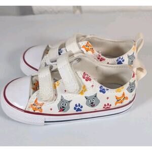 Dog Cat Print Converse Chuck Taylor Kids Boys Toddler Shoes Size 8 Strap On